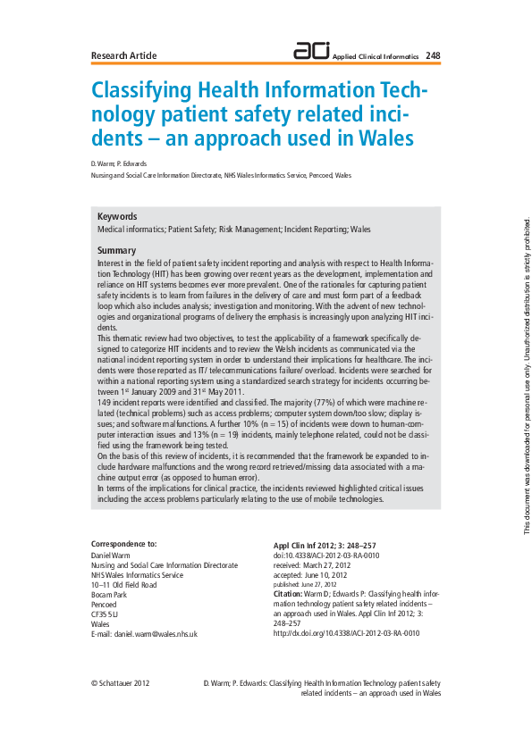 (PDF) Classifying health information technology patient safety related ...