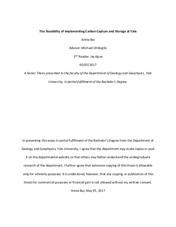 (PDF) The Feasibility of Implementing Carbon Capture and Storage at Yale