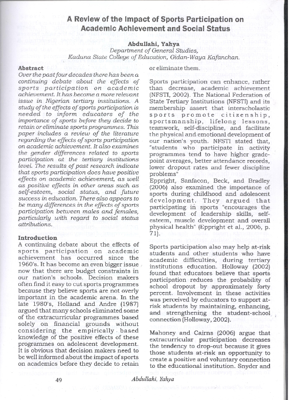 (PDF) A review of the impact of sports participation on academic ...