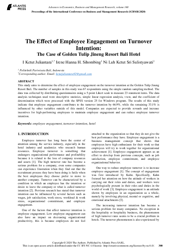 (PDF) The Effect of Employee Engagement on Turnover Intention