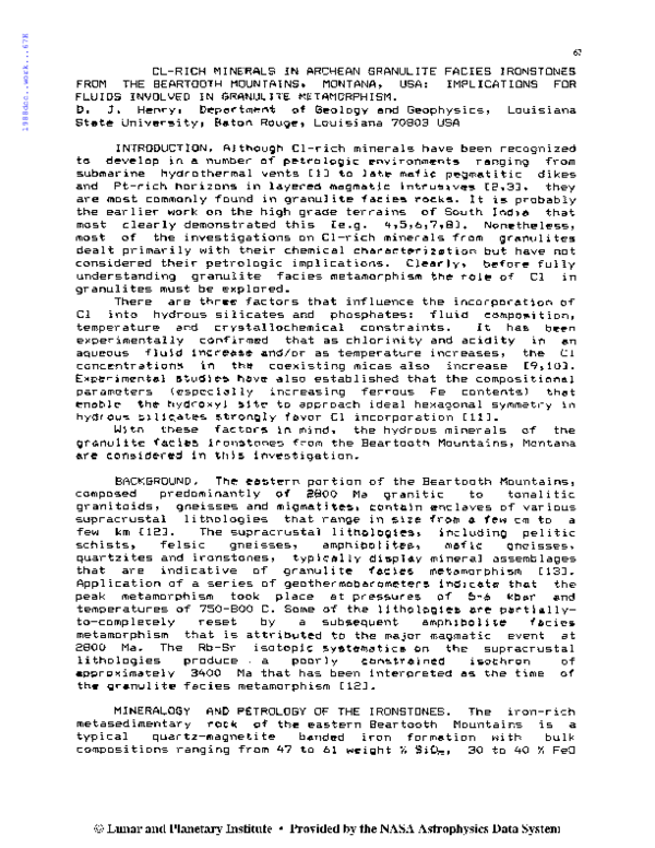 (PDF) Cl-rich minerals in Archean granulite facies ironstones from the ...
