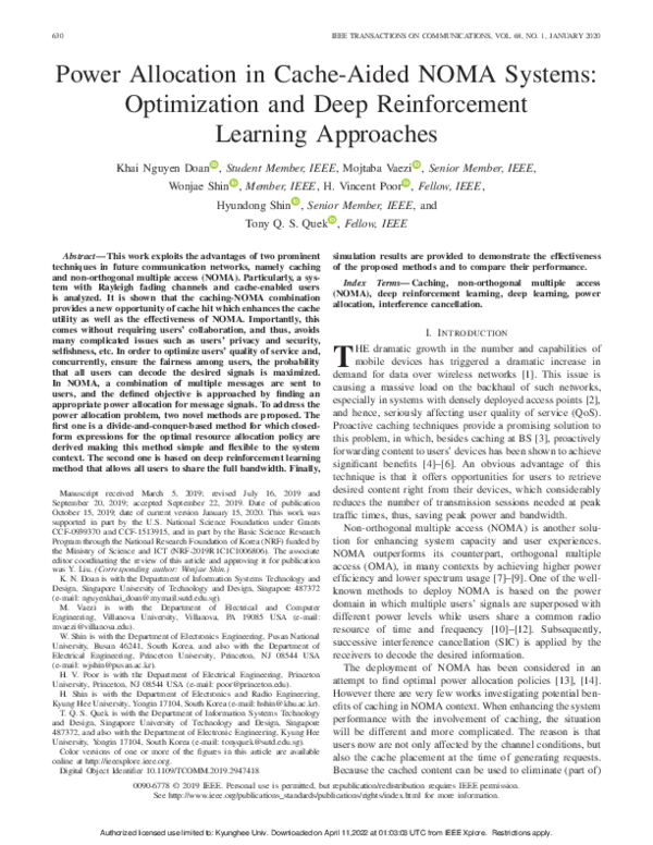 (PDF) Power Allocation in Cache-Aided NOMA Systems: Optimization and ...