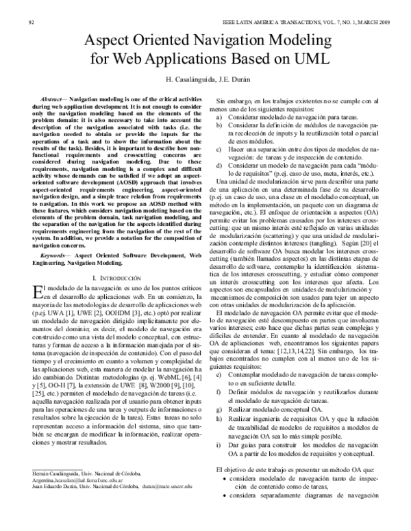 (PDF) Aspect Oriented Navigation Modeling for Web Applications based on UML