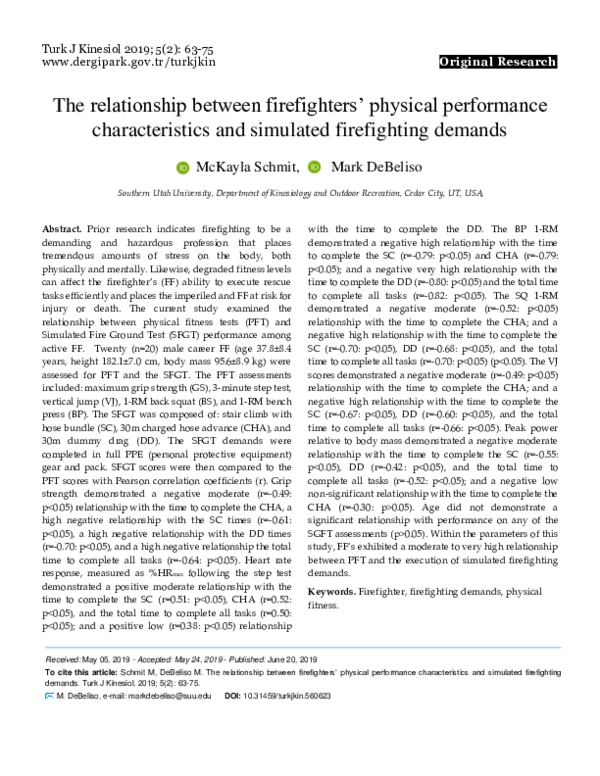 (PDF) The Relationship between Firefighters’ Physical Performance ...