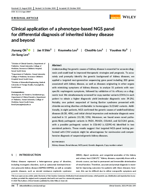 (PDF) Clinical application of a phenotype‐based NGS panel for ...