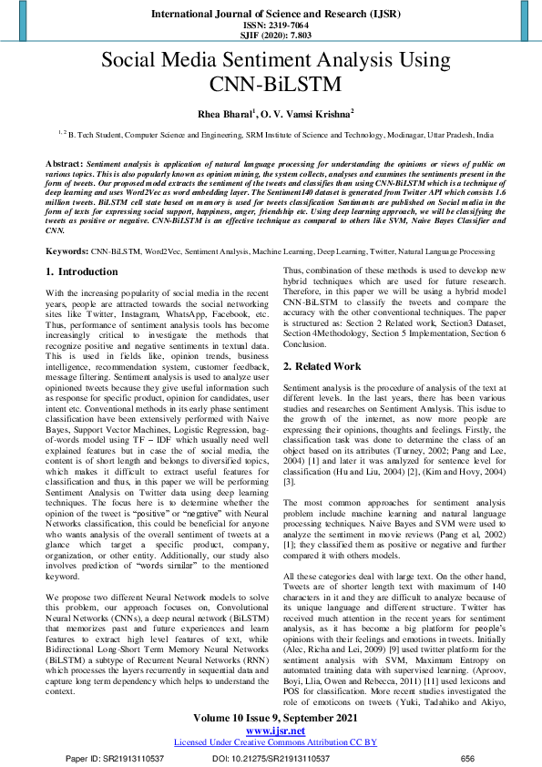 (PDF) Social Media Sentiment Analysis Using CNN-BiLSTM