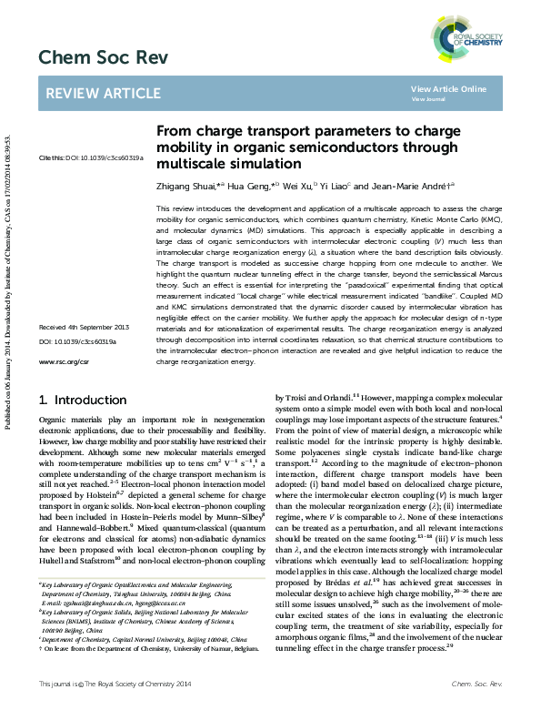 (PDF) From charge transport parameters to charge mobility in organic ...