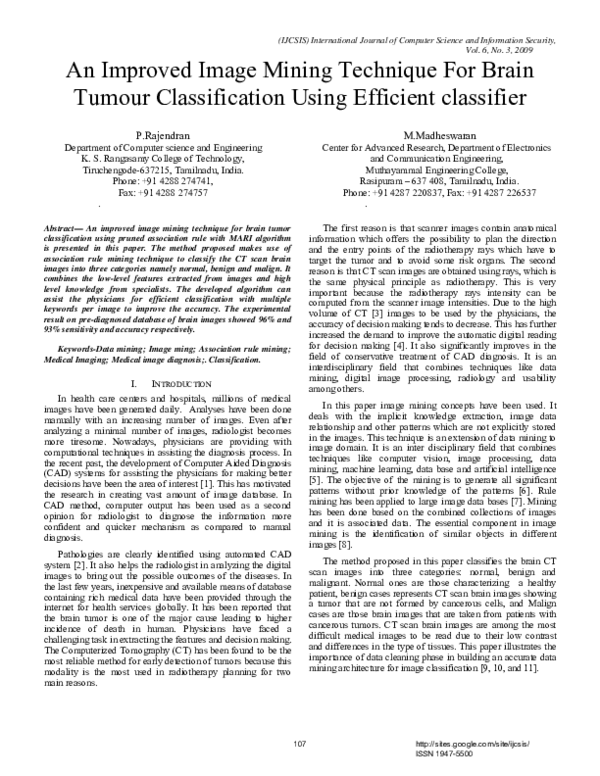 (PDF) An Improved Image Mining Technique for Brain Tumour ...