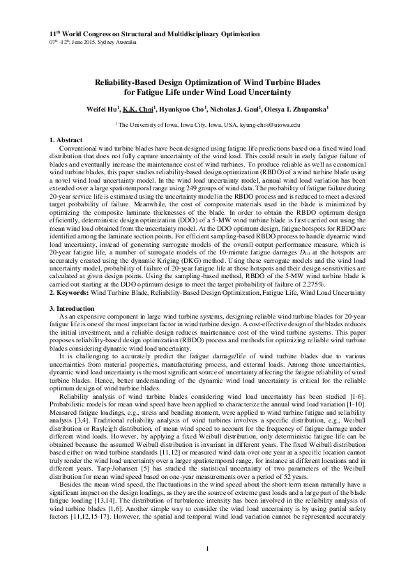 (PDF) Reliability Analysis of Wind Turbine Blades for Fatigue Life ...