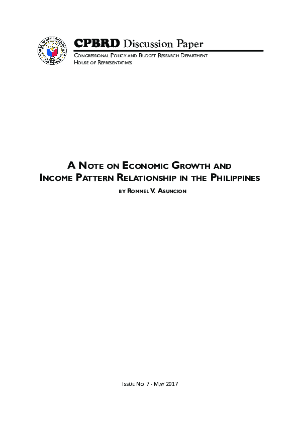 (PDF) A Note on Economic Growth and Income Pattern Relationship in the ...