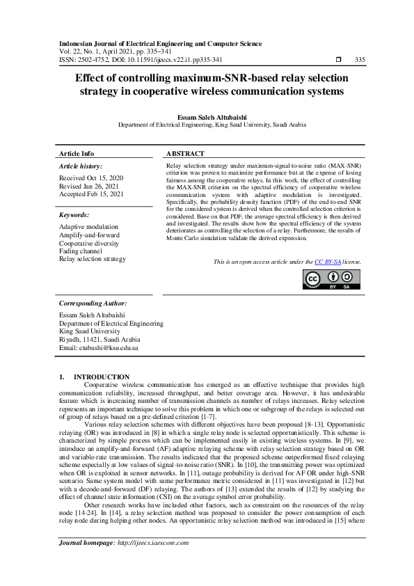 (PDF) Effect of controlling maximum-SNR-based relay selection strategy ...