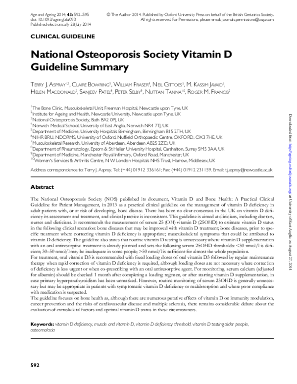 (PDF) National osteoporosis society vitamin D guideline summary