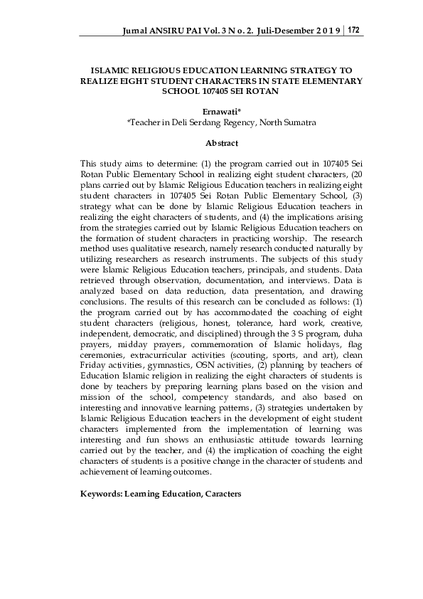 (PDF) Islamic Religious Education Learning Strategy to Realize Eight ...
