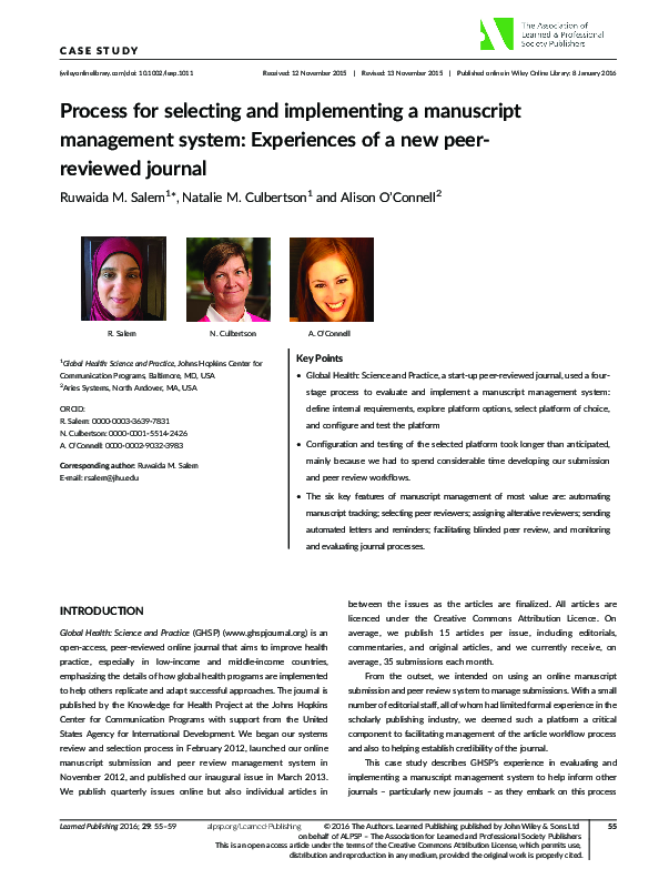 (PDF) Process for selecting and implementing a manuscript management ...