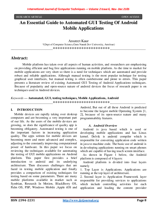 (PDF) An Essential Guide to Automated GUI Testing Of Android Mobile ...
