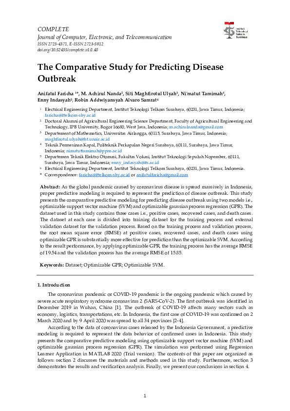 (PDF) The Comparative Study for Predicting Disease Outbreak