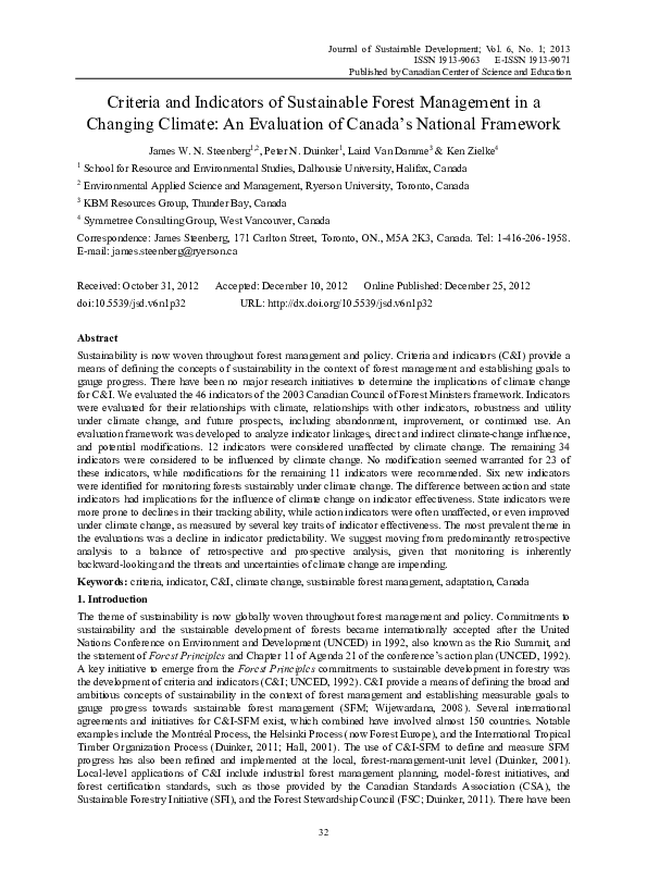 (PDF) Criteria and Indicators of Sustainable Forest Management in a ...