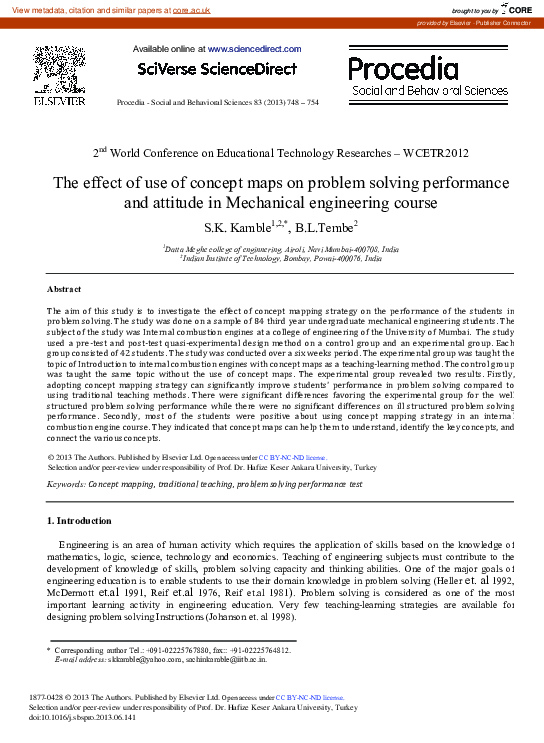 (PDF) The Effect of Use of Concept Maps on Problem Solving Performance ...