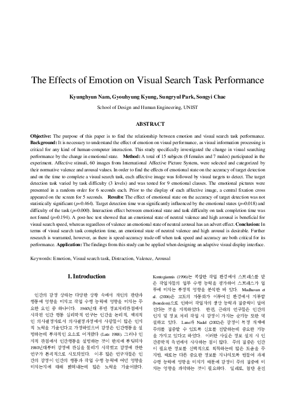 (PDF) The Effects of Emotion on Visual Search Task Performance