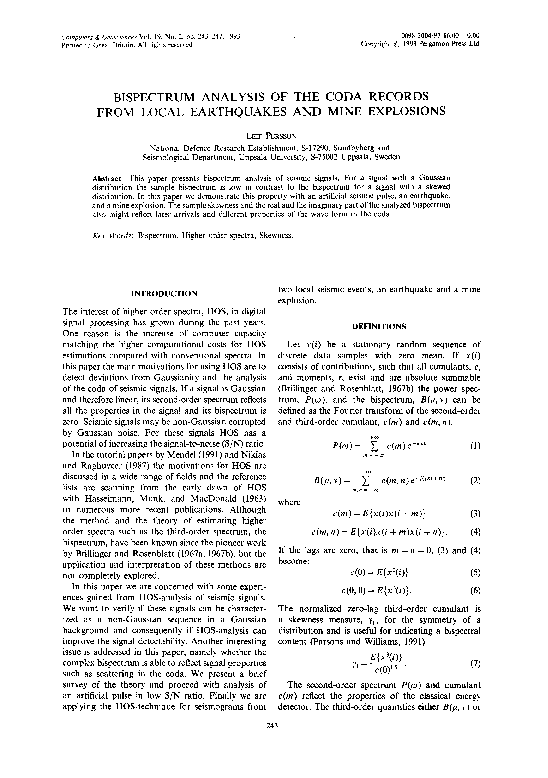 (PDF) Bispectrum analysis of the coda records from local earthquakes ...