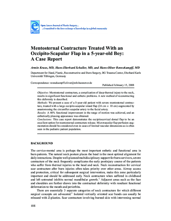 (PDF) Mentosternal contracture treated with an occipito-scapular flap ...