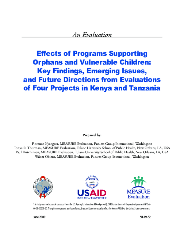 (PDF) Effects of Programs Supporting Orphans and Vulnerable Children ...