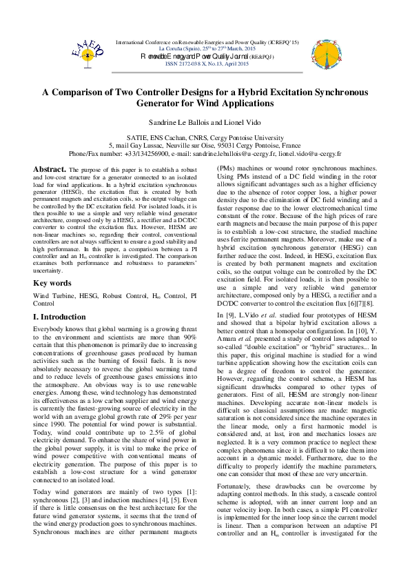 (PDF) A Comparison of Two Controller Designs for a Hybrid Excitation ...