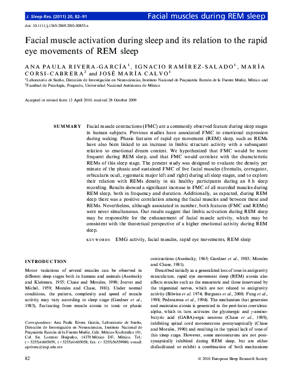 (PDF) Facial muscle activation during sleep and its relation to the ...
