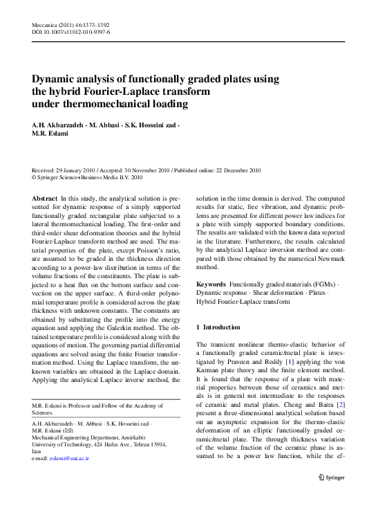 (PDF) Dynamic analysis of functionally graded plates using the hybrid ...