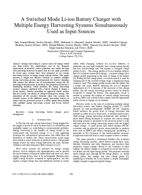 (PDF) A switched mode Li-ion battery charger with multiple energy ...