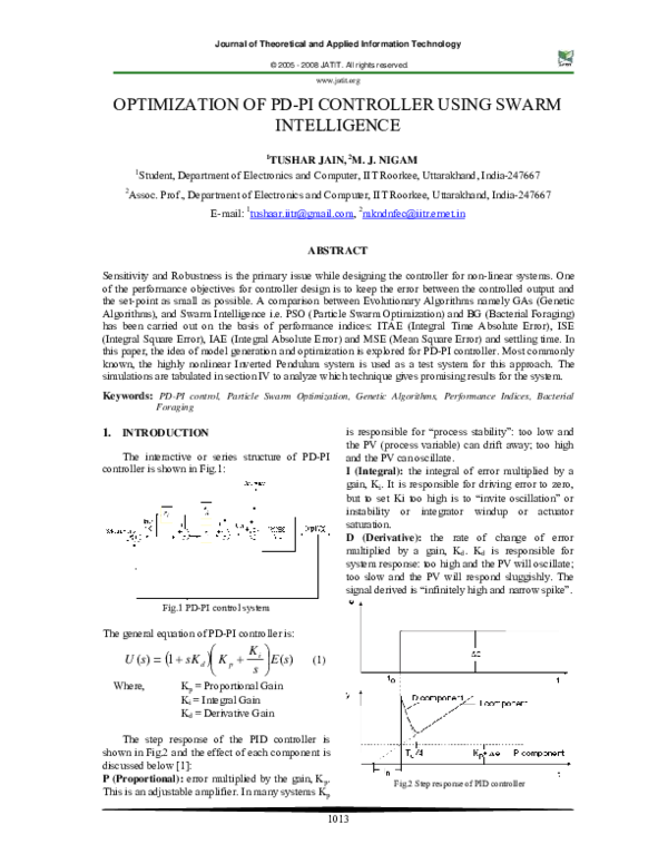 (PDF) Optimization of PD-PI Controller Using Swarm Intelligence