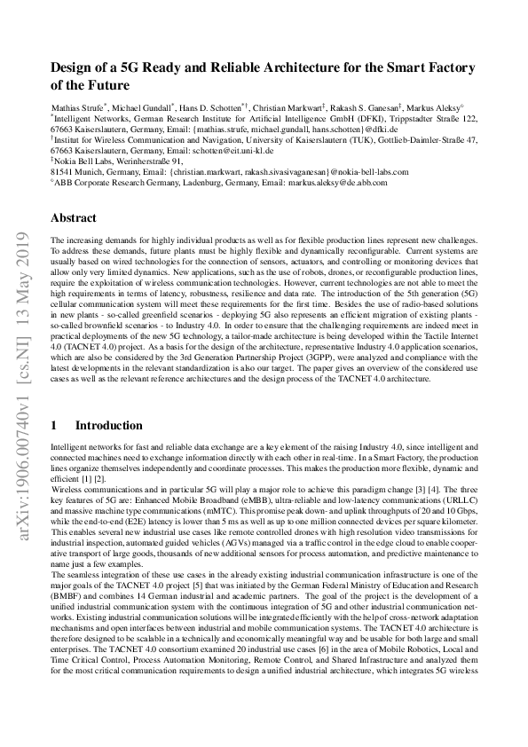 (PDF) Design of a 5G Ready and Reliable Architecture for the Smart ...