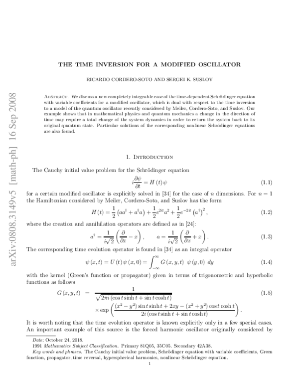 (PDF) The Time Inversion for Modified Oscillators