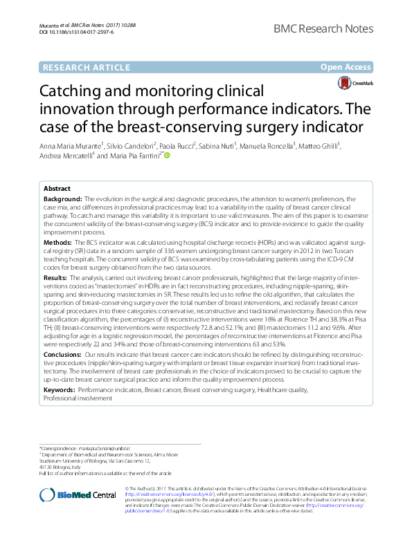 (PDF) Catching and monitoring clinical innovation through performance ...