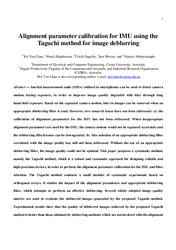 (PDF) Alignment parameter calibration for IMU using the Taguchi method ...