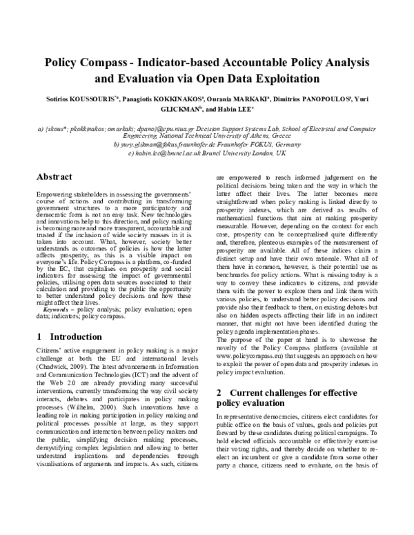 (PDF) Policy Compass - Indicator-Based Accountable Policy Analysis And ...