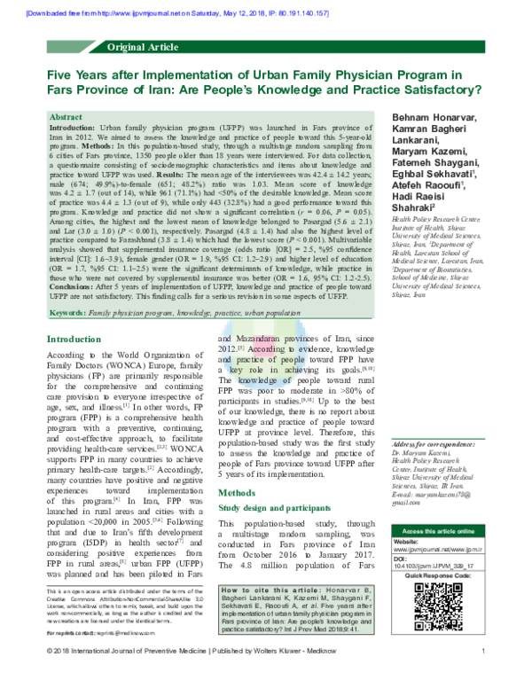(PDF) Five years after implementation of urban family physician program ...
