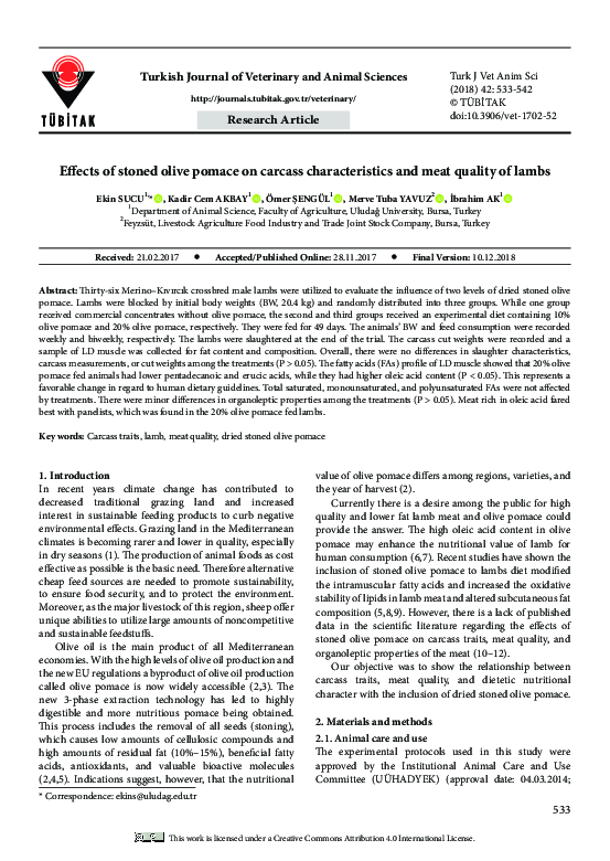 (PDF) Effects of stoned olive pomace on carcass characteristics and ...