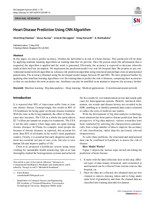 (PDF) Heart Disease Prediction Using CNN Algorithm