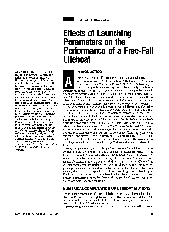 (PDF) Effects of Launching Parameters on the Performance of a Free-Fall ...