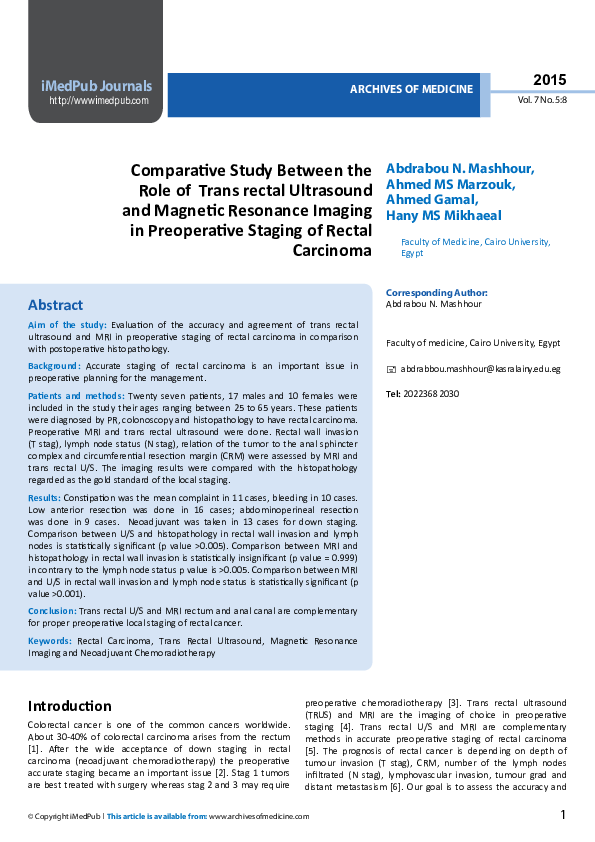 (PDF) Comparative Study Between the Role of Trans rectal Ultrasound and ...