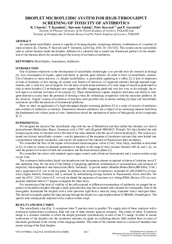 (PDF) Droplet Microfluidic System for High-Throughput Screening of ...