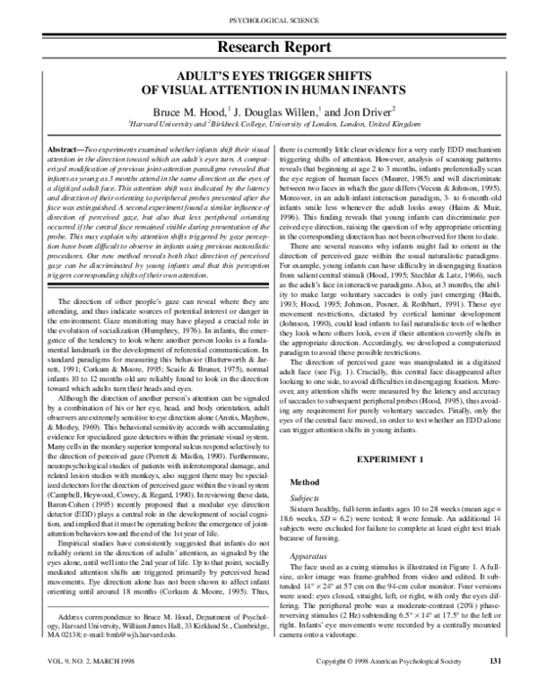 (PDF) Adult's eyes trigger shifts of visual attention in human infants