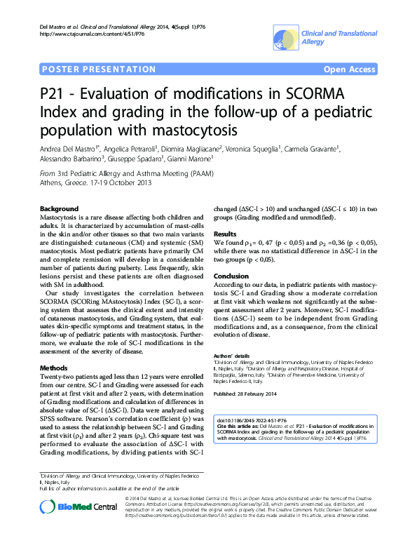 (PDF) P21 - Evaluation of modifications in SCORMA Index and grading in ...