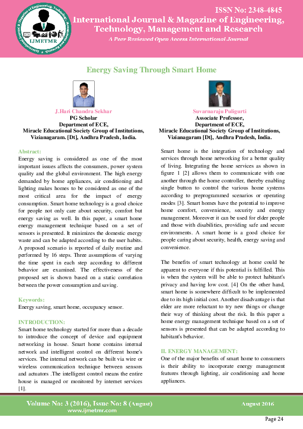 (PDF) Energy Saving Through Smart Home