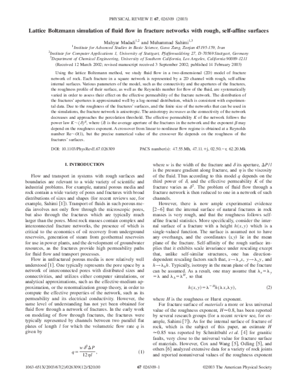 (PDF) Lattice Boltzmann simulation of fluid flow in fracture networks ...