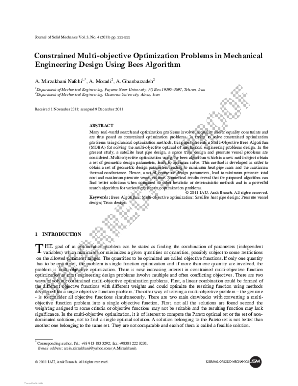 (PDF) Constrained Multi-objective Optimization Problems in Mechanical ...