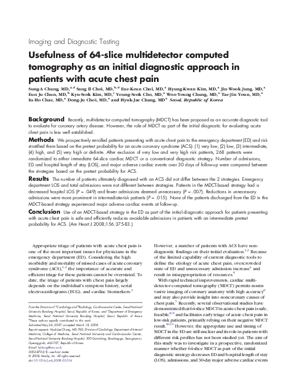 (PDF) Usefulness of 64-slice multidetector computed tomography as an ...