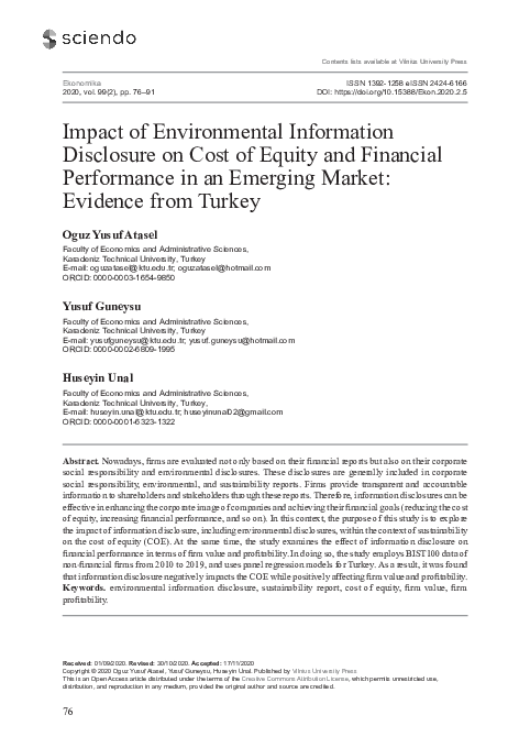 (PDF) Impact of Environmental Information Disclosure on Cost of Equity ...