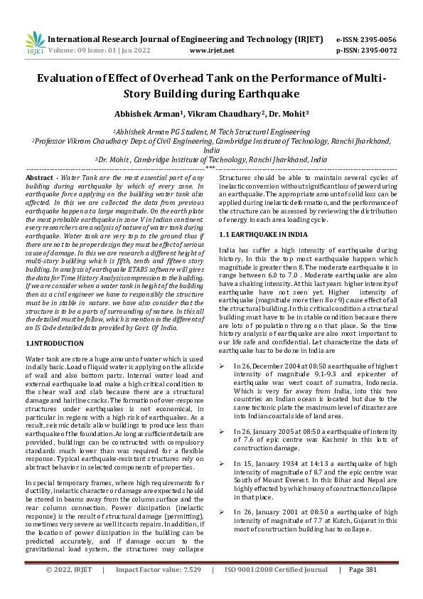 (PDF) Evaluation of Effect of Overhead Tank on the Performance of Multi ...